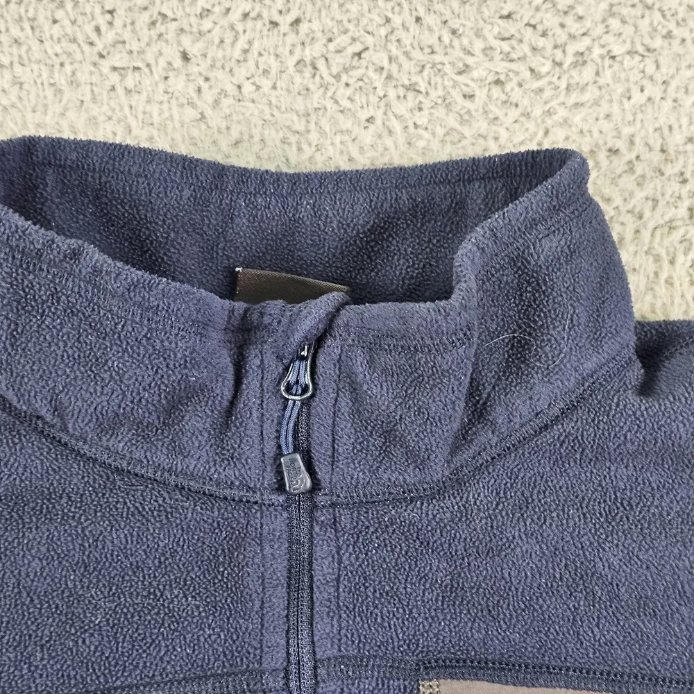 North Face Sweater Mens XL Blue‎ Gray Fleece Quarter Zip Pullover Chest Pocket